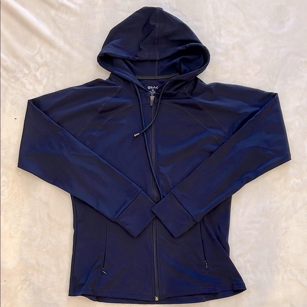OR•A•G Fitness Navy Blue Zip-Up Hoodie, Woman’s XL